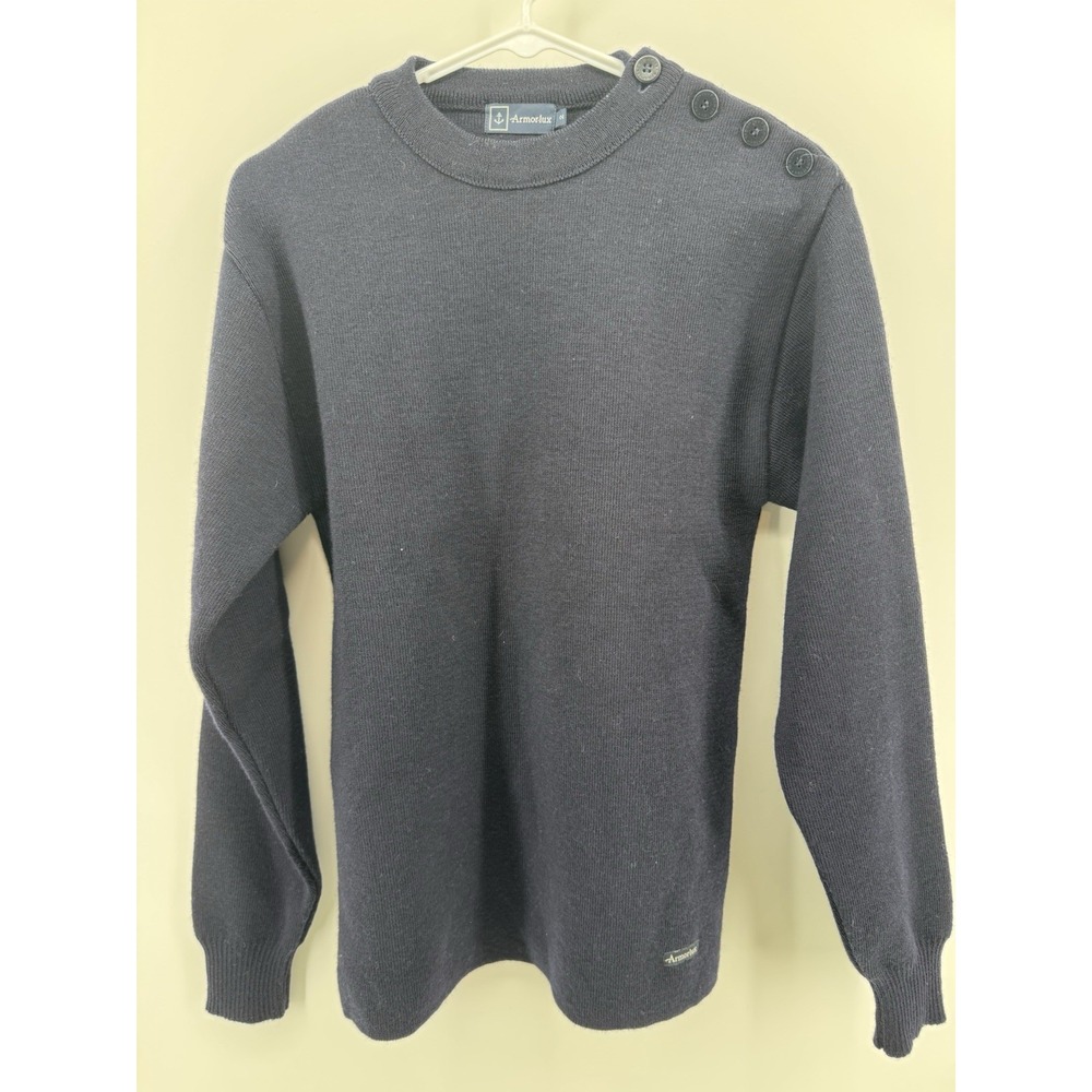 ARMOR LUX Navy WOOL Marine SWEATER Sz 2 Shoulder Buttons